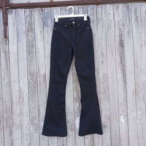 Banana Republic Jeans Women's Sz 25‎ Black Denim High Rise Flare Cotton Stretch